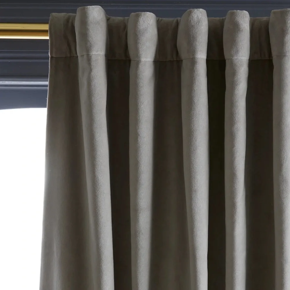 QUINCE 48x96 Cotton Velvet Curtain Light Grey 2497